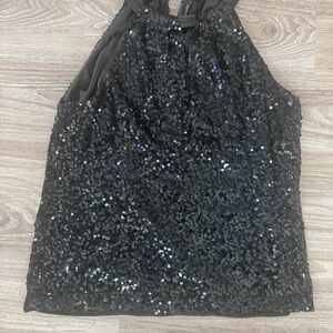 Tahari Black Sequin Halter Camisole